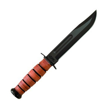 Couteau militaire Ka-Bar USMC, tranchant lisse, étui en cuir