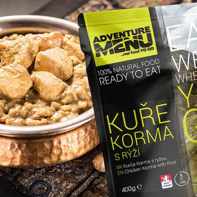 Le poulet Korma avec du riz, sans gluten, Adventure Menu